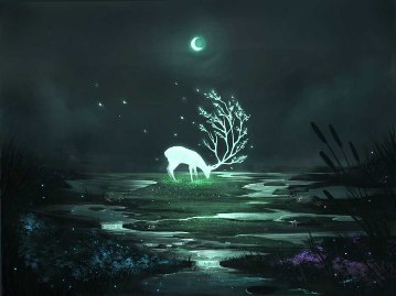 Волшебный олень в свете Луны